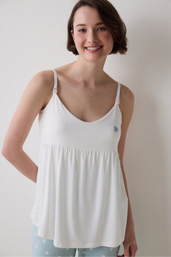 Penti Top de pijama Mama Solid Off-White