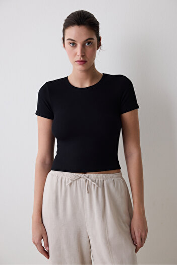 Penti Μαύρο T-Shirt Crew Neck Basic
