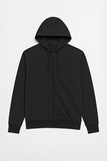 MARKAPIA Men's Zippered Hooded Anthracite Sweatshirt with Fleece Inside