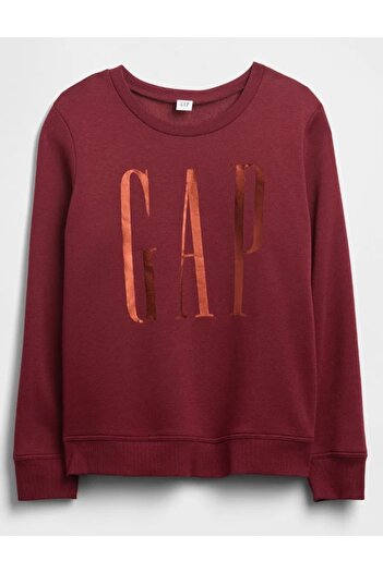 GAP Doorbuster Logo Sweatshirt 800444 Bisiklet Yaka Fleece Sweatshirt Kadın Sweatshirt BORDO