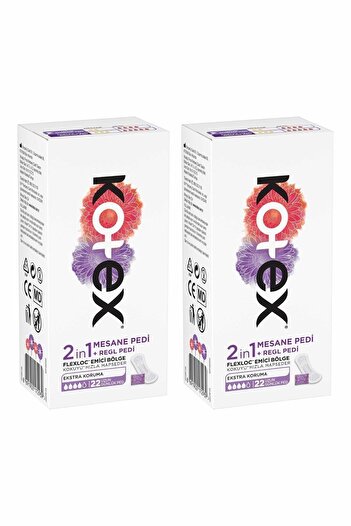 Kotex 2 In 1 Menstrual Bladder 22-Piece Daily Pad - Pack of 2