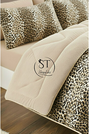 Shopyteks Leopard Patterned Welsoft Quilt - Double, Double Sided, 195X215