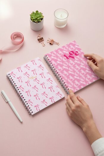 Notisyon A5 Spiral School Notebook 120 Pages Set of 2, 1 Lined - 1 Unlined Notebook, Notebook, with Lesson Schedule