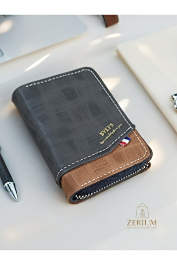 ZERİUM Stylish and Durable Men's Pu Leather Multi-Function Id and Card Wallet