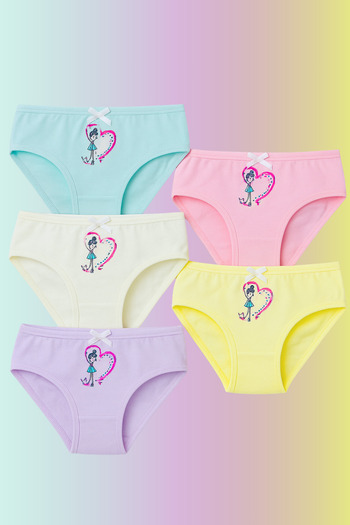 Katia&Bony Girl's 5-Piece Heart Panties Multicolored