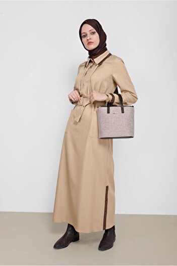 Alvina BELTED LEATHER DETAILED DRESS 42222