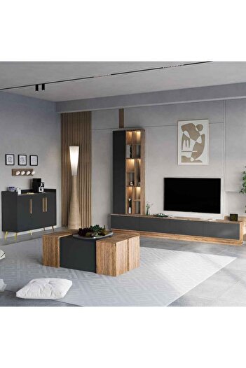 Stylish Home طقم طاولات من 11 قطعة بني ورمادي - SH61