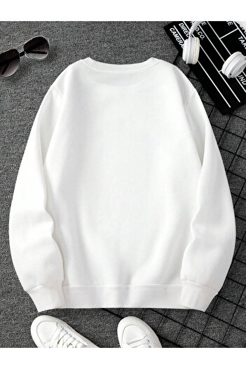SUNFREE Ataturk Printed Oversize Circular Neck Ribbed Sweatshirt