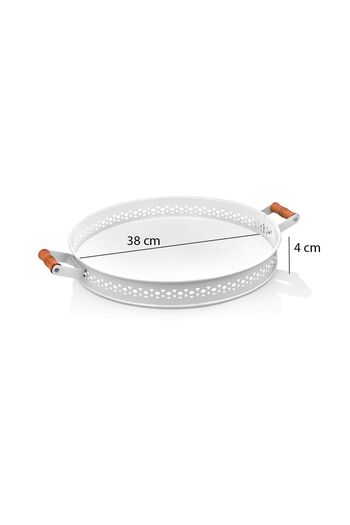 EVSTYLE Metal Village Tepsi 38 Cm Ferforje - Beyaz