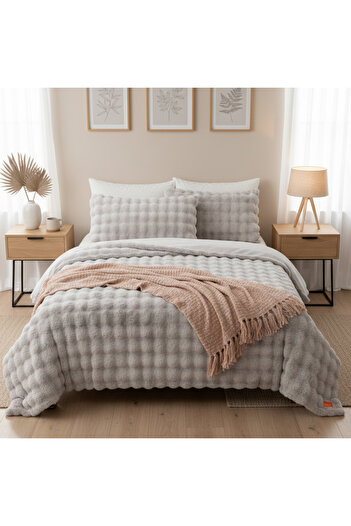 Orange Bed & Bath Winter Bubble | طقم لحاف شتوي فرو مزدوج 6 قطع