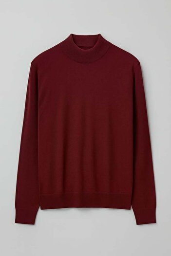 Valiberta Fincher Half Fisherman Regular Fit High Neck Men's Sweater - Burgundy