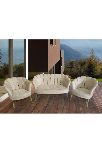 home global 2-seater sofa set with 2 armchairs good sunrise home-global cream textile 130x68 cm