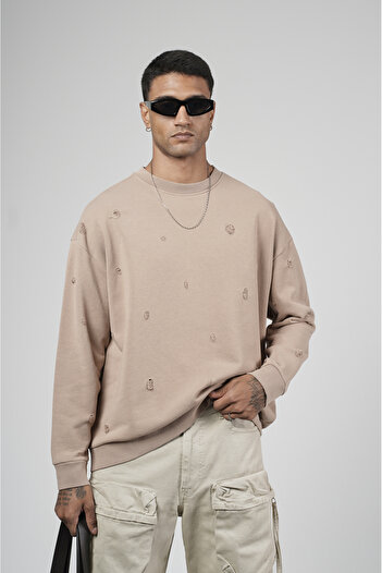 Butik Trend Biz Oversize Laser Crew Neck Men's Sweatshirt
