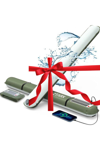 ZTARX Inflatable LED Light Tube, White and Multicolor, Solar Powered and USB Charging, Built-in Battery