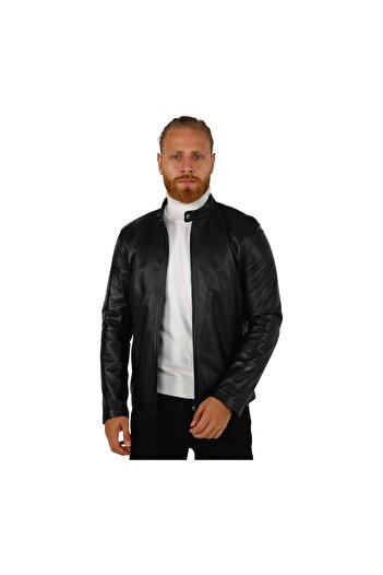 Brango Stand Collar Faux Leather Coat 38012