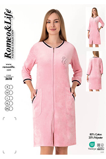 ROMEO LİFE Women's Cotton Velvet Zippered Winter Dress 3610