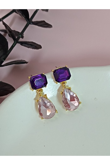 mos&more Purple Pink Stone Drop Stylish Women's Earrings