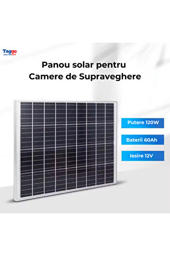 Taggo 120W Solar Panel Kit, 60Ah Battery, 12V Output, Weatherproof for Surveillance Systems