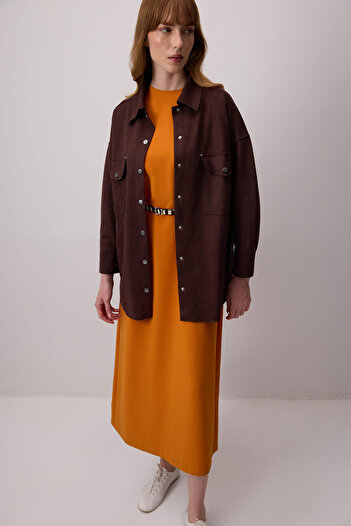Touché Privé Suede Shirt with Front Pockets