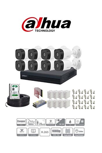 DAHUA Dahua 1080p Analog Outdoor Camera Kit, 8 Cameras