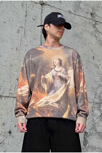 serline Digital Printed Oversize Sweater