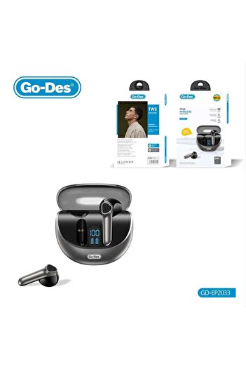 Go-Des TWS Bluetooth 5.3 Earphones with Touch Control, HD Microphone, Digital Display, and Call Noise Reduction