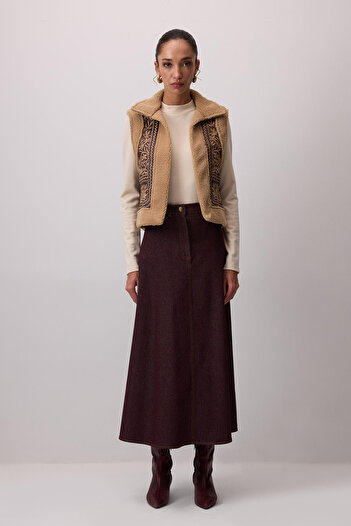 Touché Privé Vegan Leather Embroidered Fur Vest