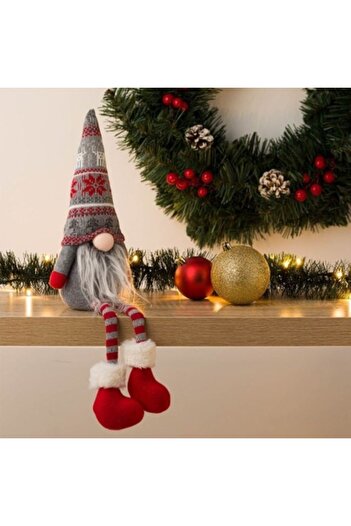 OEM Christmas decorative figurine, size 13 x 8 x 35 cm, Gnome with gray coat