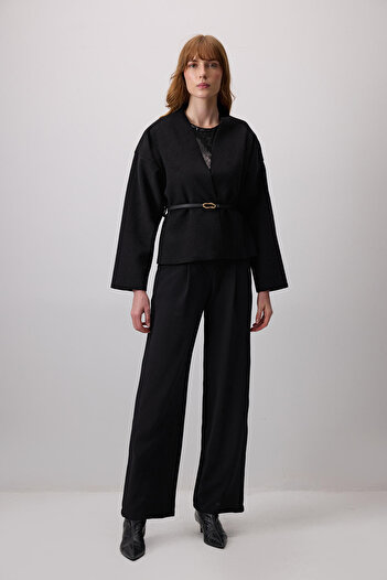Touché Privé Leather Belted Cardigan Jacket