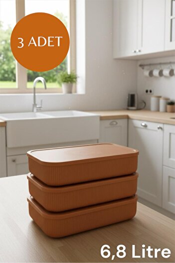 Bayev Colors Orange 3 Pieces 6.8 Lt Closet Organizer Organizer Toy Box Storage Box with Lid
