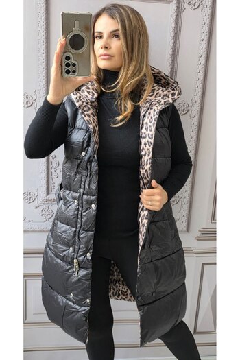 MAXORA SHOP Reversible hooded vest – zip and snap closure