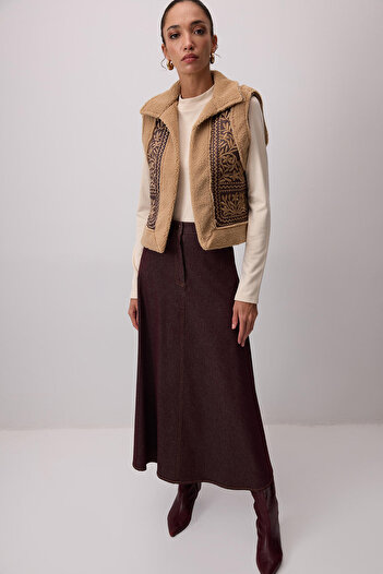 Touché Privé Vegan Leather Embroidered Fur Vest