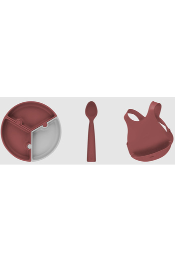OiOi 3 Piece Puzzle Nutrition Set Velvet Rose/Powder Gray