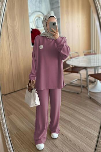Ka Hijab Ribbed Sports Suit - Purple