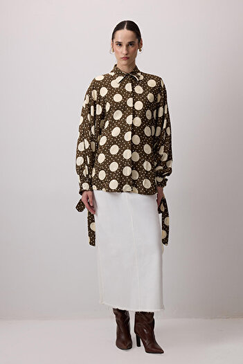 Touché Privé Polka Dots Patterned Balloon Sleeve Shirt