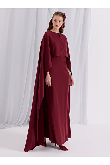 Store Wf Burgundy Evening Out Cape Dress