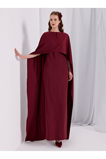 Store Wf Burgundy Evening Out Cape Dress