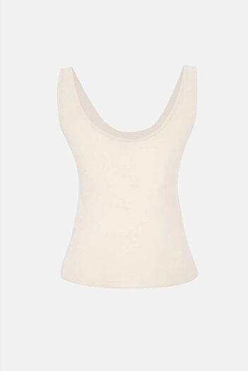 Dagi Ecru V-Neck Thick Strap Tank Top