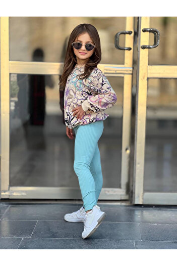 KGN GİYİM Girl's Winter Tights Seasonal Bottom and Top Set