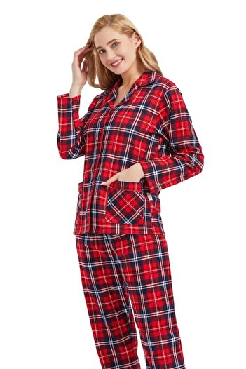 Global - Women's Pajamas Fine Checkered Purple, Red