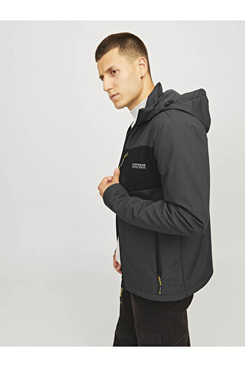 Jack & Jones Erkek Gri Jjtaylor Softshell Jacket Ceket 12259615-Asphalt