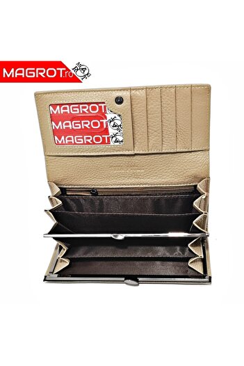 Magrot Women's wallet, made of genuine leather, 158 khaki/beige