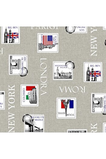 OEM Impermeable Tablecloth Felpata 166, urban model, PVC, gray + white, 160 x 120 cm