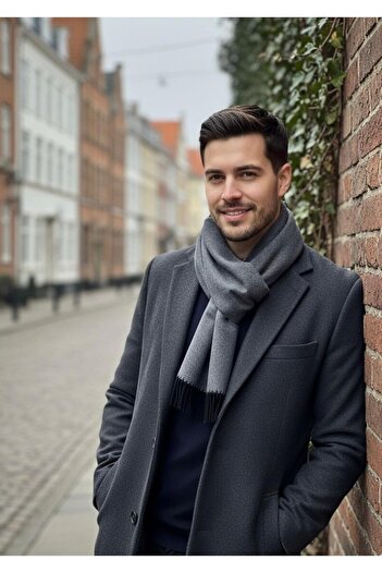 Goldmine Premium Men's Polyviscon Scarf Gray