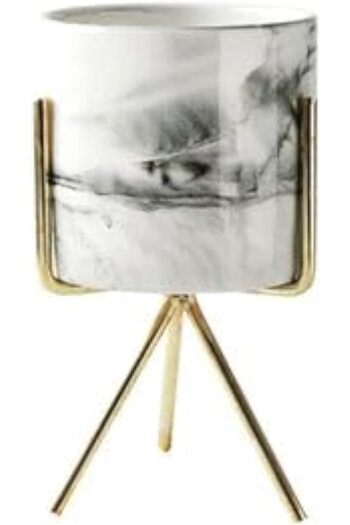 Dubkart Nordic Minimalism Style Marble Pattern Art Vase Flower Pot Gold 165mm Birthday Gifts Home Of