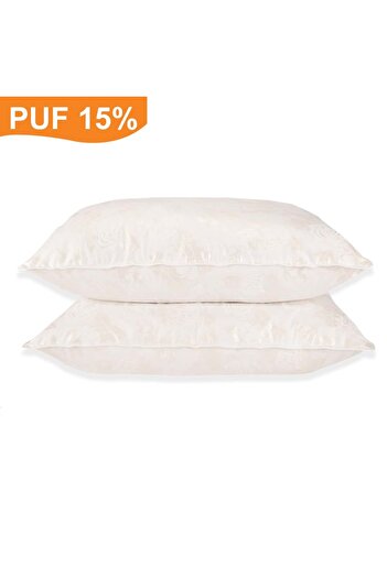 Pernador Set of 2 pillows with 15% goose down and feather, 50x70 cm, White with silver roses