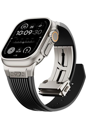 Generic Watch Band for Apple Watch Ultra 2 Band 49mm 45mm 44mm 42mm, Men Luxury Rugged Silicone Rubbe