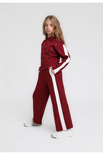 Escabel Girl's Hooded Studded Elastic Waist Pocketed Tracksuit Set