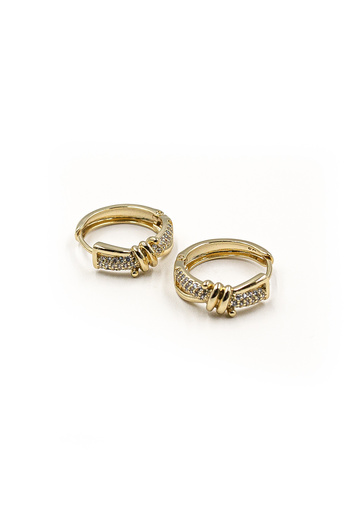 Sose Moda Zircon Stone Xuping Hoop Mesh Model Earrings - Gold
