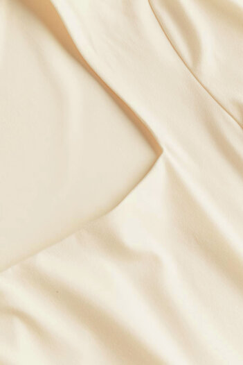 VODENS Square Neck Beige Basic Ultra Soft 95% Cotton Long Sleeve Blouse
